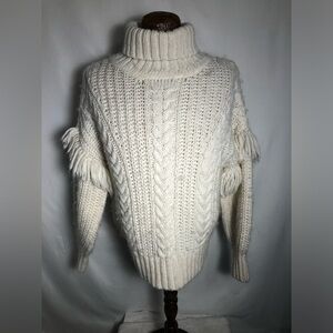 Women’s Cream Fringed Sweater. Size Small. 22” pit to pit